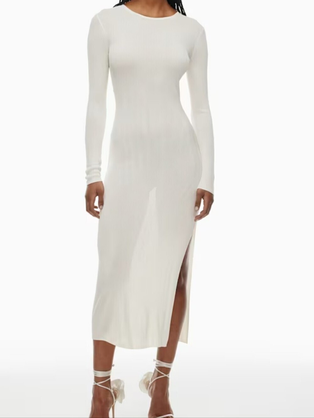 NEW Aritzia Ten Madera Cream Long Sleeve Ribbed Maxi Dress Size Small